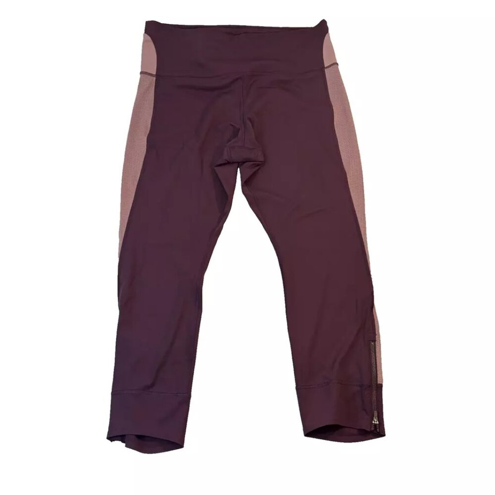 Athleta 2XL Allyson Felix Purple Plum Lavender Yoga Workout Pants Zip Legs